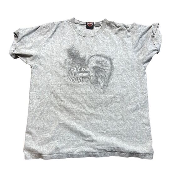 Y2K Harley Davidson Eagle Tshirt Gray XL Troy NY Brunswick - Picture 3 of 8